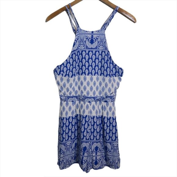 NEW Parisian Collection Blue Floral‎ Romper Summer Boho Paisley - Picture 1 of 14